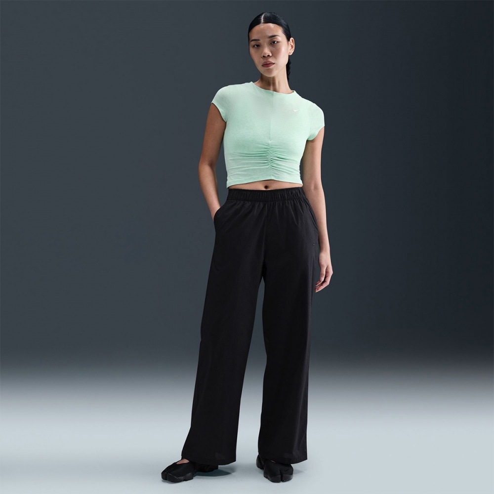 ナイキナイキスポーツウェアチルニットレディースタイトショートスリーブクロップモックネックトップ HV2507-353