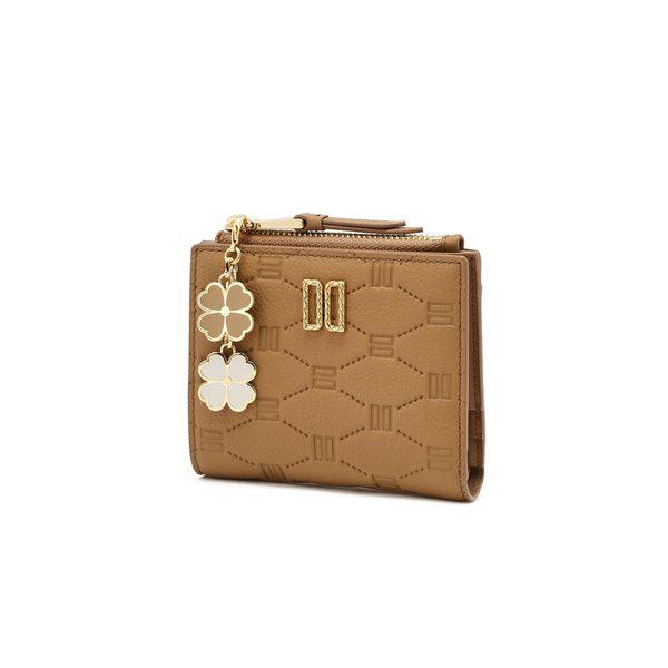 [26SS] [EMBLE] エンブルブラウンDDロゴ牛革スリム二つ折り財布DCWA6E665W2