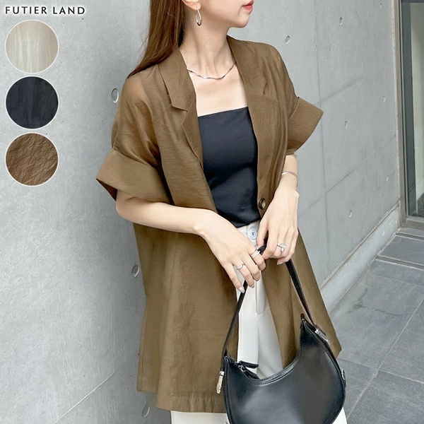 【即納】シアーハーフスリーブジャケット