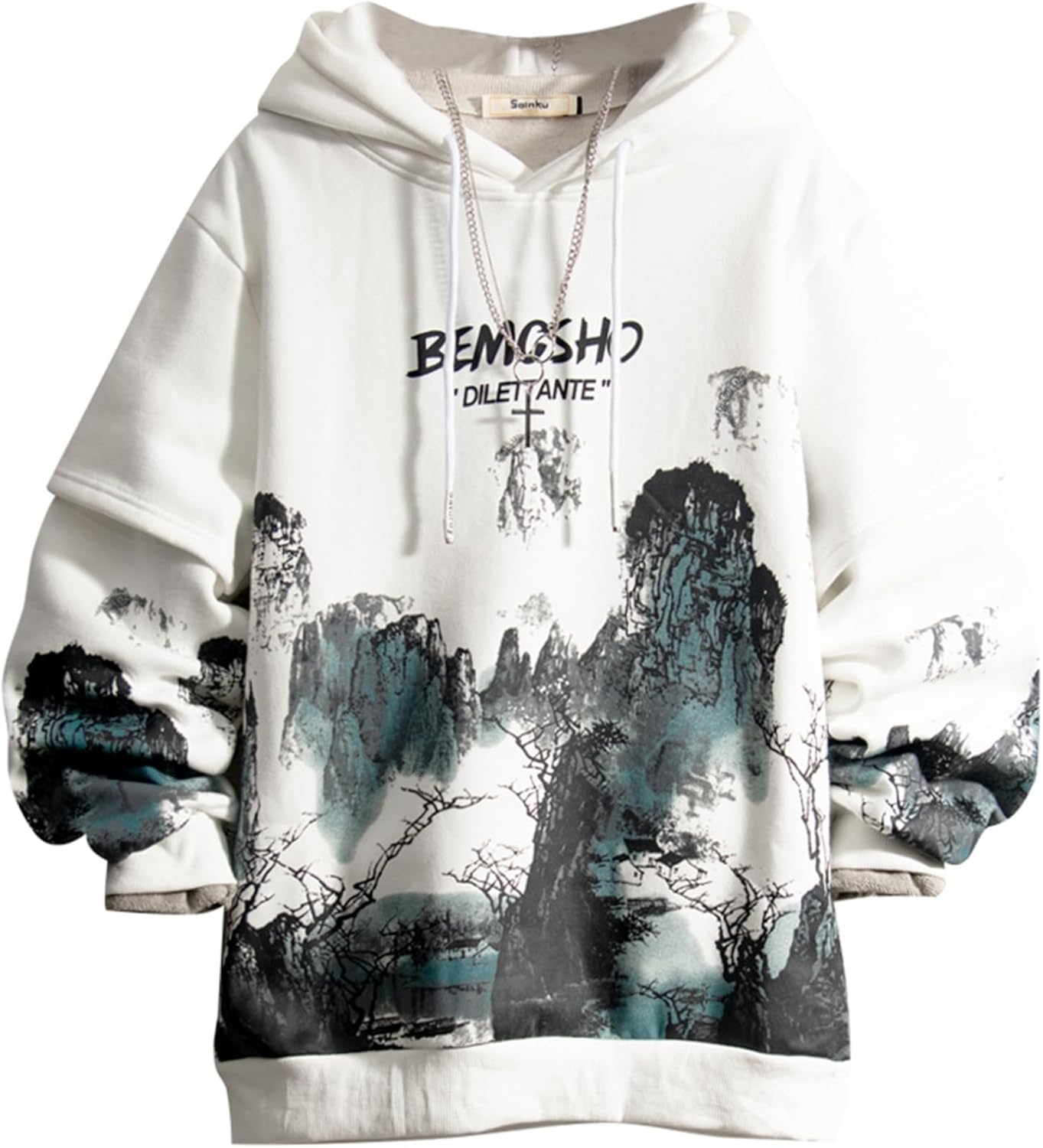 プルオーバー フード付 パーカー スウェットパーカー メンズ 水墨柄 厚手 チャイナ柄 カジュアル 春秋 長袖 かっこいい 防寒 トレーナー オーバーサイズ 通学 運動 アウトドア ストリート系 トッ