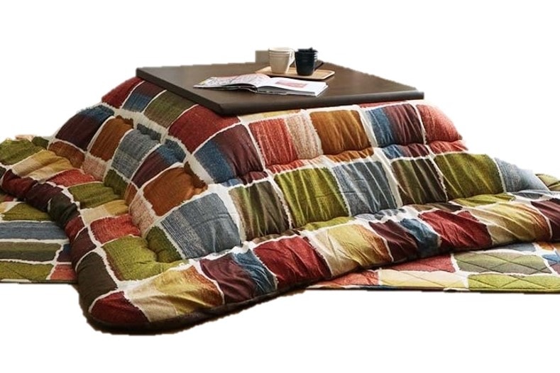 こたつ布団 こたつ掛け布団 敷く布団 2点セット 3サイズ 2色展開 パッチワーク 日本製 カジュアル ボリューム 軽量 フランネル 正方形 長方形 おしゃれ 洗える