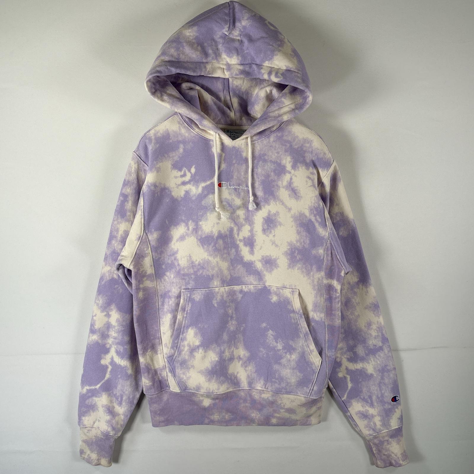 古着 パーカー リバースウィーブ ワンポイントロゴ フーディ マフポケット スウェット SMALL ホワイト タイダイ メンズ