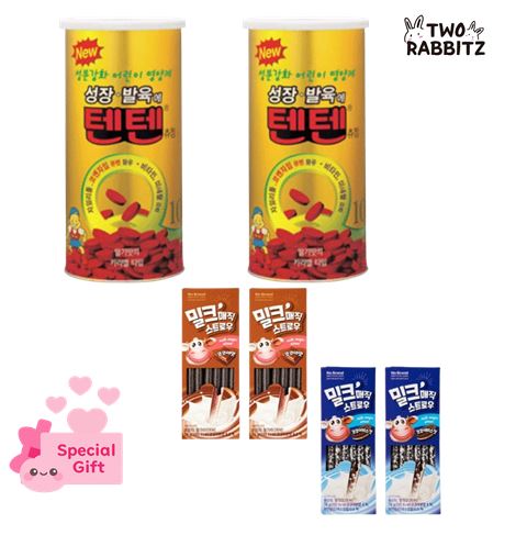 【正規品】テンテンいちご味120粒×2缶／韓国NOBrand新作ミルクマジックストロー(ココア味・ココアビスケット)選択可／牛乳がチョコ風味に変身！子ども向け総合セット