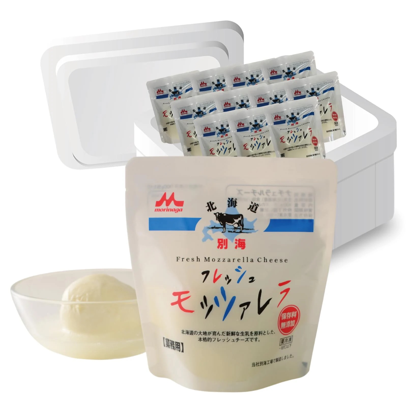 [冷凍] 森永 北海道フレッシュモッツァレラ 100g×12個入り（ケース販売） 保存料無添加 冷凍タイプ ナチュラルチーズ ピザ・パスタ・サラダのトッピングにも 【Amazon.co.jp限定】