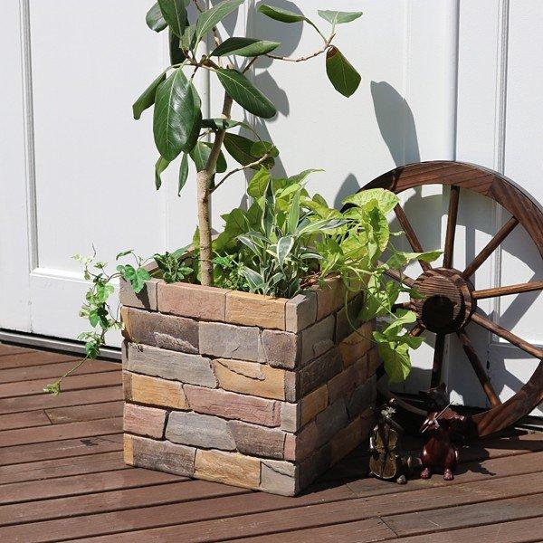 プランター 大型 おしゃれ 屋外 レンガ調 ブルックリン 北欧 正方形 立方体 ブランターカバー ベース 観葉植物 花 植木鉢 直植え 寄せ植え 園芸 ガーデニング