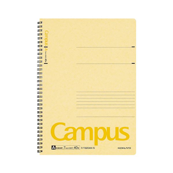 (まとめ) コクヨ キャンパス ツインリングノート A4 A罫 40枚 黄 ス-T220AN-S 1冊 (×30セット)