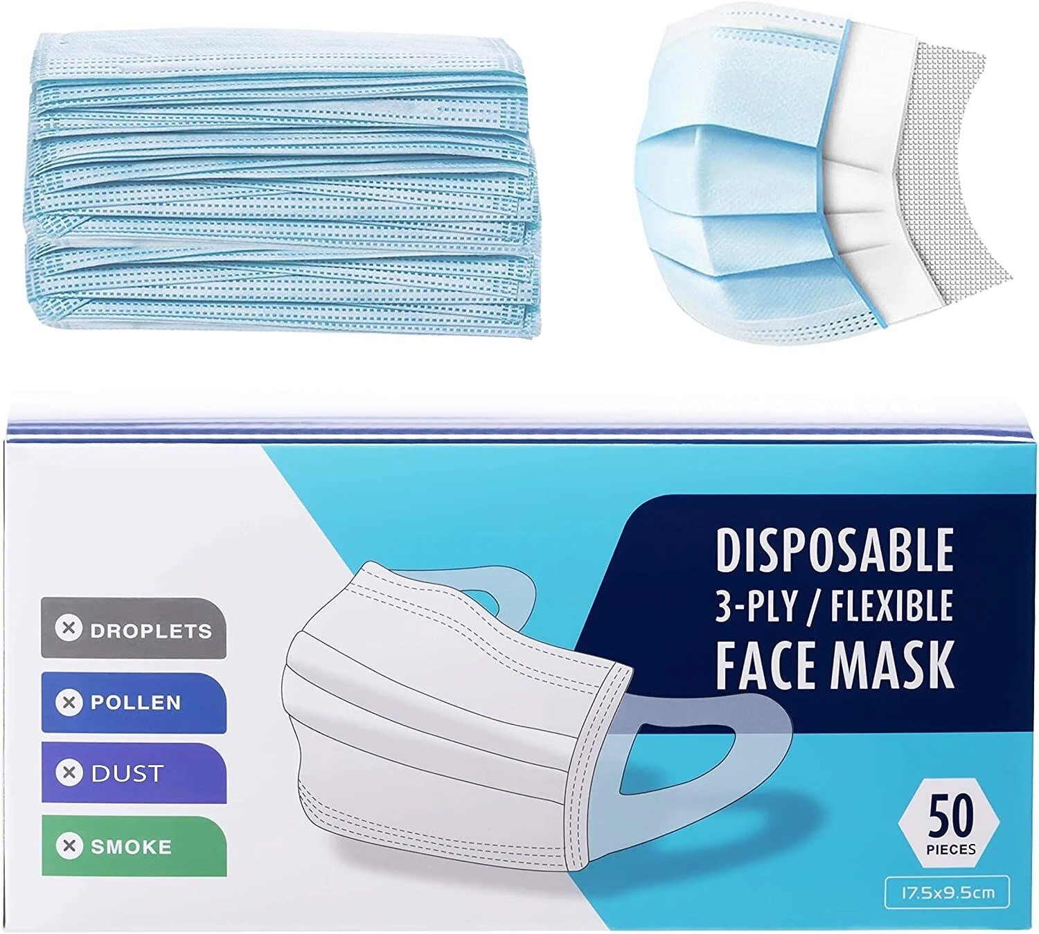 [アメリカ直送][安全な三重素材] [呼吸が楽な製品] プロシージャルフェイスマスク使い捨て3枚重ね