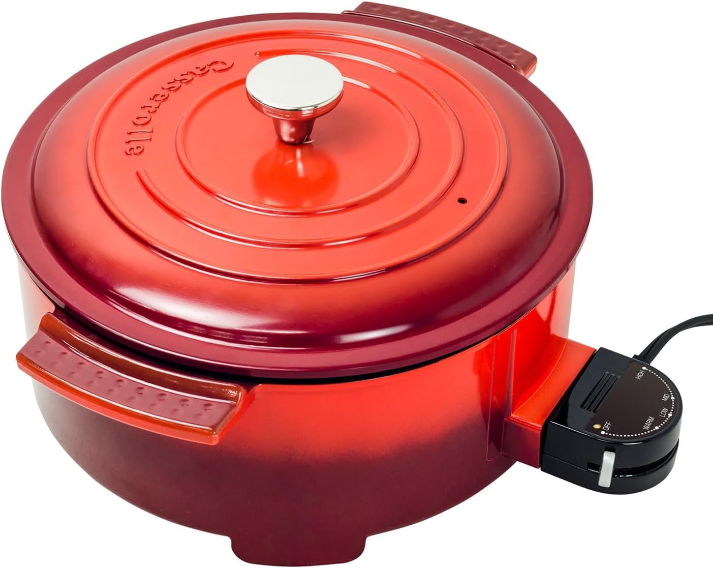 [山善] グリル鍋 電気グリル鍋 直径23cm 800W 深型 約2.8L 1-3人用 保温~約220℃ キャセロール Casserolle レッド YGC-801(R)