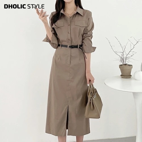 [メガ割りSALE]人気フラップポケットシャツワンピース・p489603