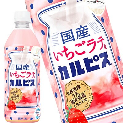 アサヒ飲料 国産いちごラテ＆カルピス 500mlPET48本[24本2箱]【34営業日以内に出荷】