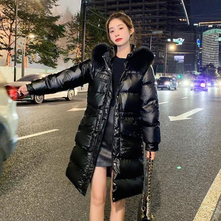 白いアヒルの綿毛23洗濯なし小柄な白いダウンジャケット女中長ウエストウォーマーコート