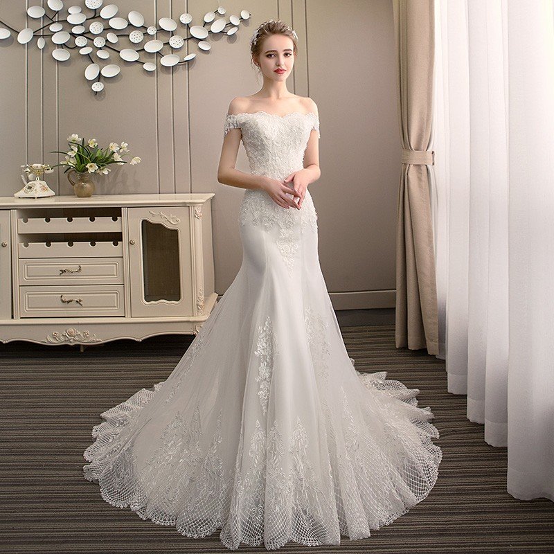 ウエディングドレス マーメイドドレス マーメイドラインドレス 白 オフホワイト 上品 二次会ドレス レース 上品 花嫁 結婚式 ロングドレス ブライダル 大きいサイズ 披露宴 後撮り