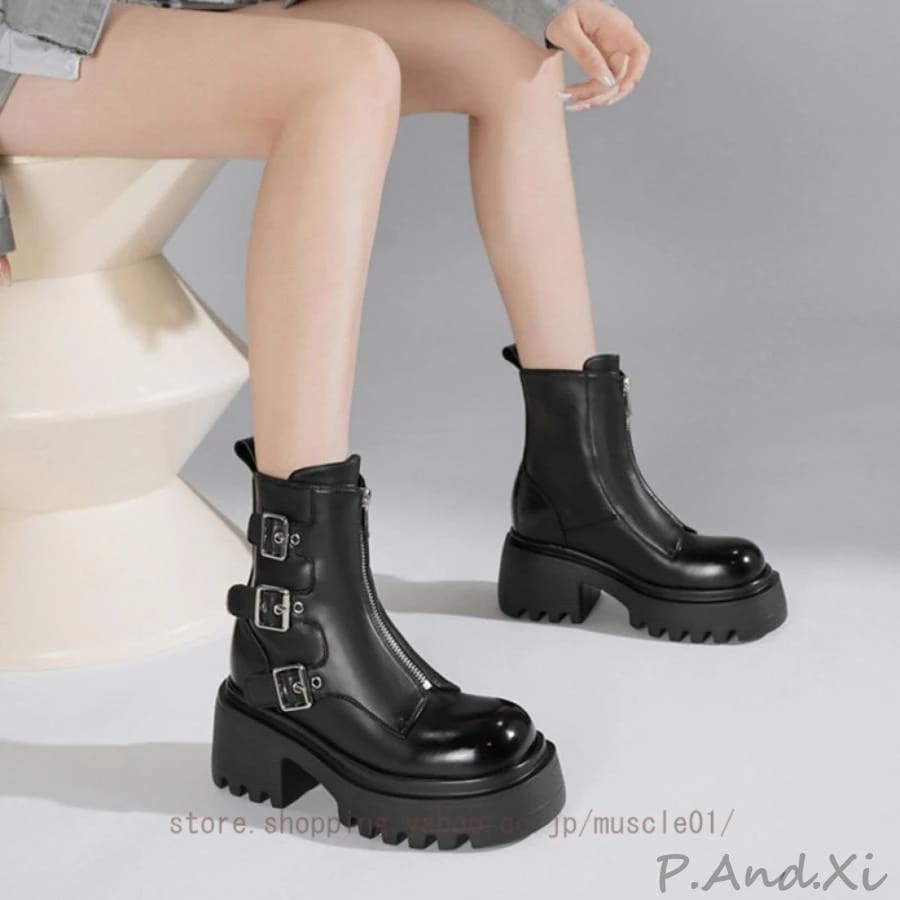 レディース 厚底ブーツ ゴスロリブーツ ハード系 パンク靴 ロック ゴシック ロリータ パンク エンジニア ベルトブーツ 原宿ファション 袴 ブーツ