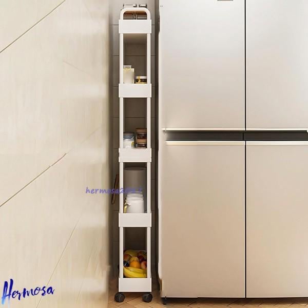 今日のイベント 新商品20%オフ キッチンワゴン 隙間収納 スリム 収納カップ 多機能 小物 食品 カラー4 調味料 キャスター付き 組立簡単 浴室 台所 冷蔵庫横 13枚購入で200円OFF