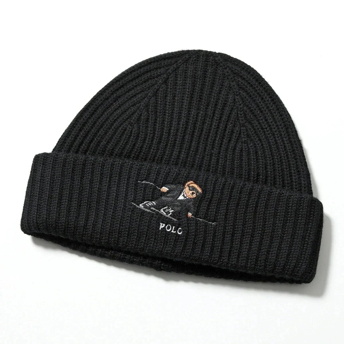 Polo Ralph Lauren ポロラルフローレン ニット帽 PC1377 レディース ビーニー ニットキャップ テディベア ロゴ刺繍 ウール リブ 帽子