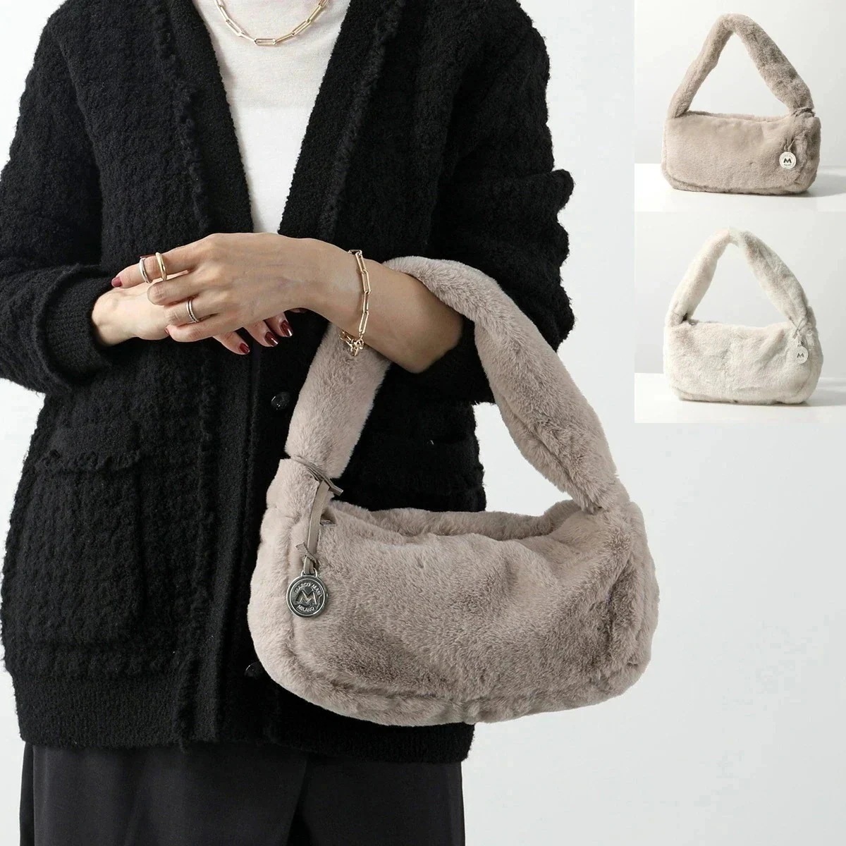 MARCO MASI マルコマージ ホーボーバッグ 3619 ECOVISION レディース エコファー ハンドバッグ ワイド ショルダー 鞄 カラー2色 8,108円