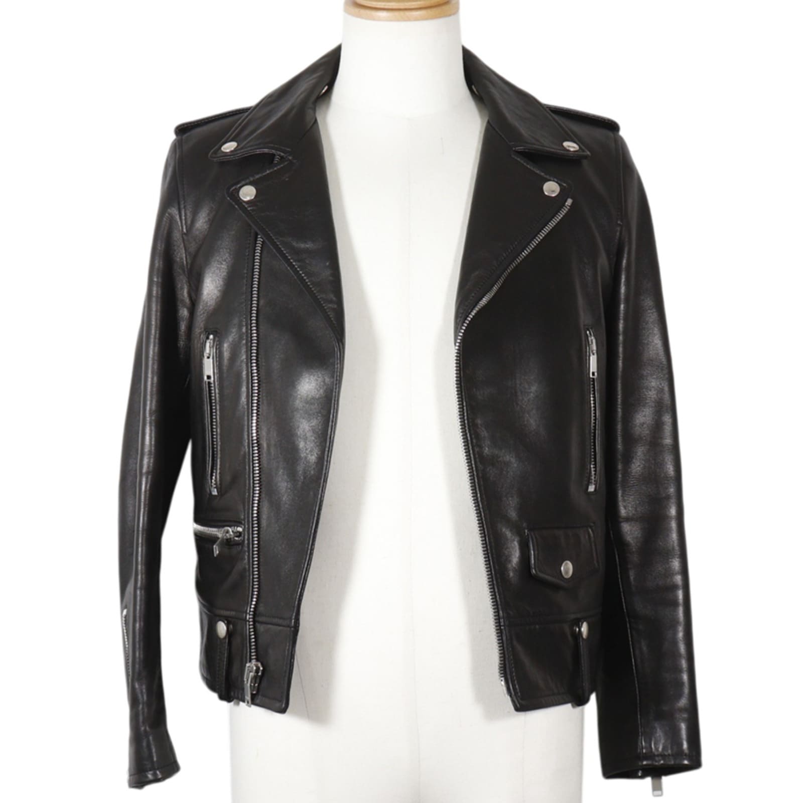 SAINT LAURENT PARIS サンローランパリ 397290 Y5YA1 ライダースジャケット ラムスキン 黒 メンズ 中古品 A-ランク