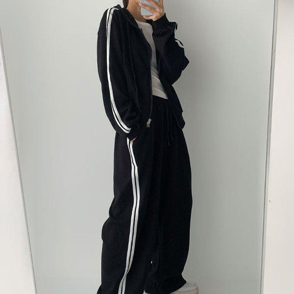 Hスタイル(SET)2ラインジップアップセット 秋 レディース トレーニングウェアセット 長袖 スウェットセット パンツセット