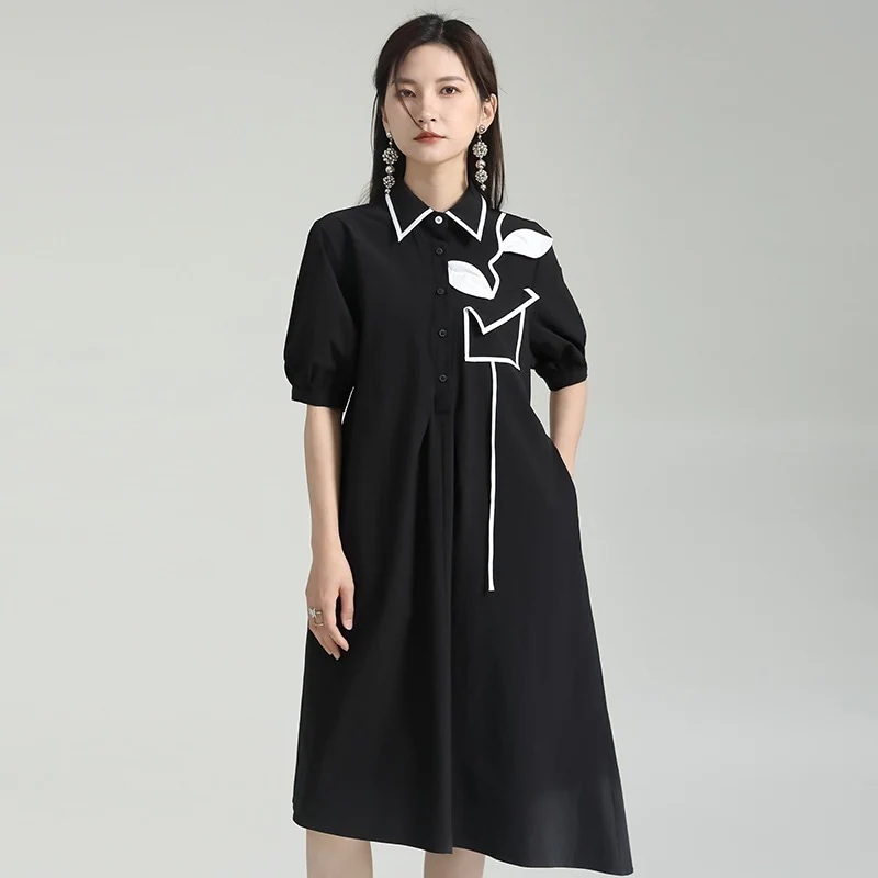 2024韓国ワンピース不規則シャツワンピースロングワンピース 通勤百掛け