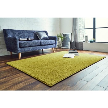 日本製 防炎 カーペット 無地 シャギー約1.5畳 約150x150cm オリーブ 4728819