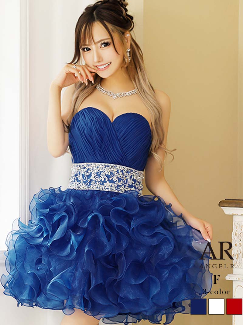 豪華 エンジェルアール インスタ 人気 イベント 高級 フリル ベア ビジュー ミニ AngelRドレス エンジェルアール