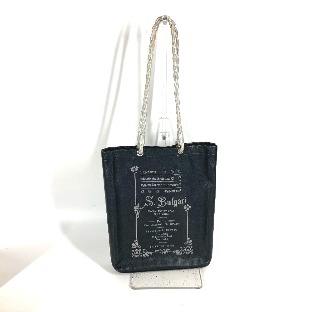 ショルダーバッグ S.bulgari ロゴ カバン 肩掛け 縦型 トートバッグ レザー ブラック