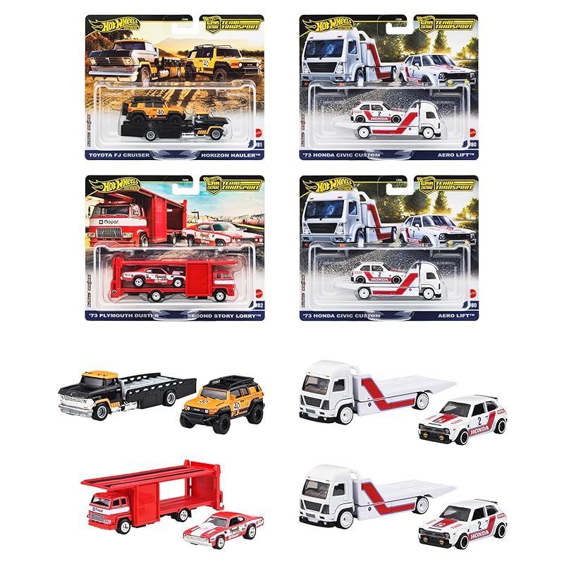 ホットウィール(Hot Wheels) チームトランスポート アソート 乗り物おもちゃ ミニカー 2台組×4セット入り BOX販売 3歳から マルチ 987G-FLF56
