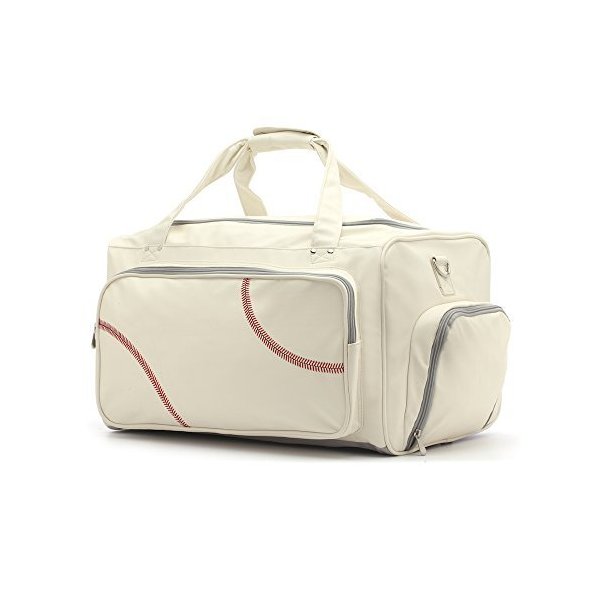 Zumer Sport Actual Ball Material Duffel Bag， Baseball White， One Size 並行輸入品