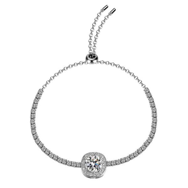 モアサナイト チェーン ブレスレット チャーム バングル レディース アクセサリー モアッサナイト ジュエリー シルバー925 腕輪 記念日