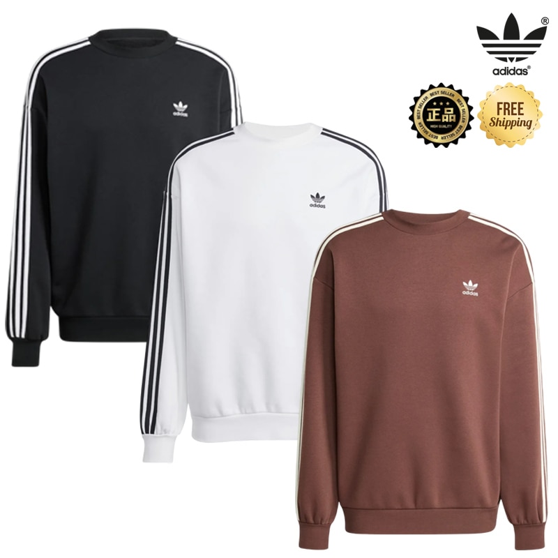 IZ1829 JY1404 KA0469 Adicolor Oversized Crew Sweatshirt オーバーサイズ クルーネック 3ストライプ 裏起毛 長袖 韓国コーデ コーデ提案 パンツ