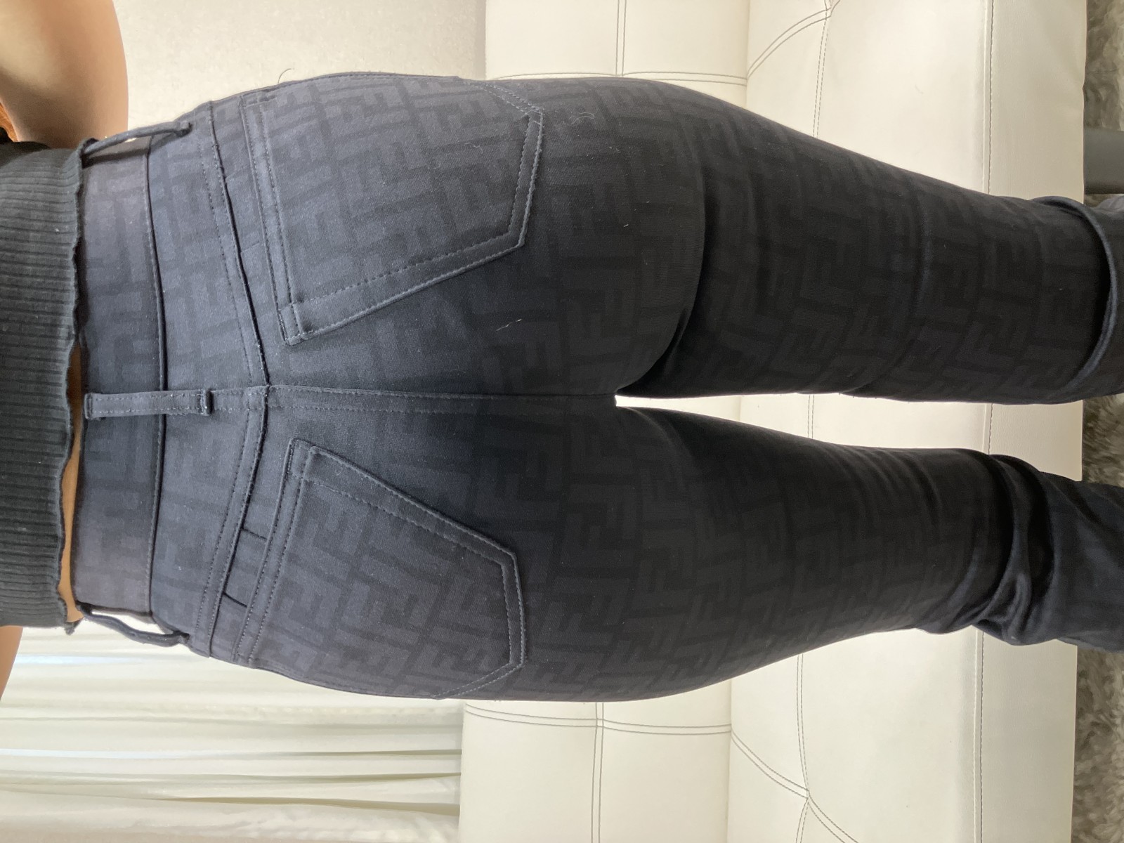 Jeans ズッカ柄 FF総柄 ストレッチ パンツ ブラック 27 41 イタリア製 スキニー スリム レディース ヴィンテージ モノグラム