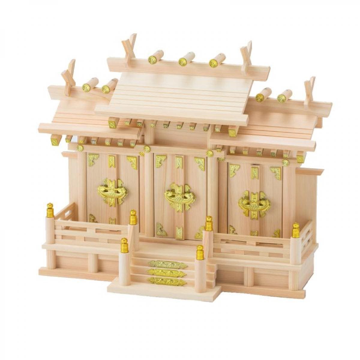 静岡木工 神棚の里 屋根違い三社 桧 つむぎ（小）新築 開店 神棚 日本製