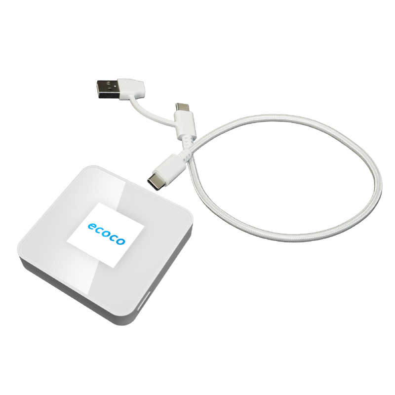 リーフラント　(契約不要)(月額費用不要)(バッテリーレス)ecoco 液晶搭載型モバイルWiFi データチャージ10GB付 ホワイト　TD20-10-WH