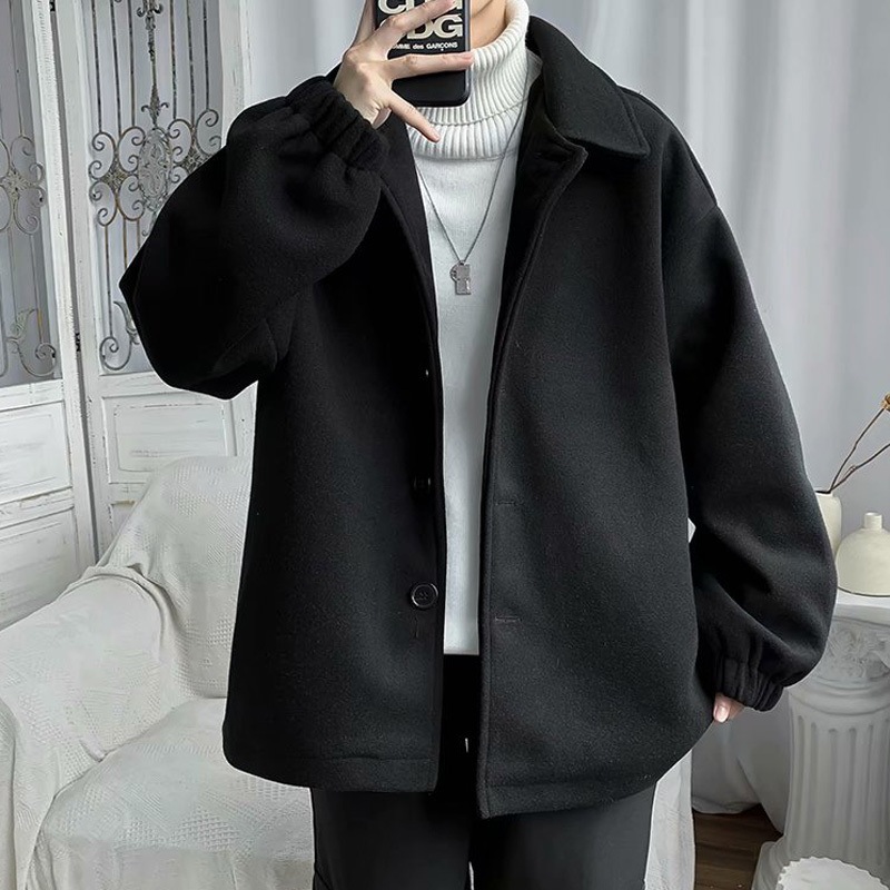 コート ブルゾン チェスター 膝丈 長袖 襟付き 角襟 ストレート 前開き 大人可愛い シンプル カジュアル ガーリー 無地 秋 冬 学生 デート 旅行 防寒 XL 2XL 大きめ ブラック 5,150円