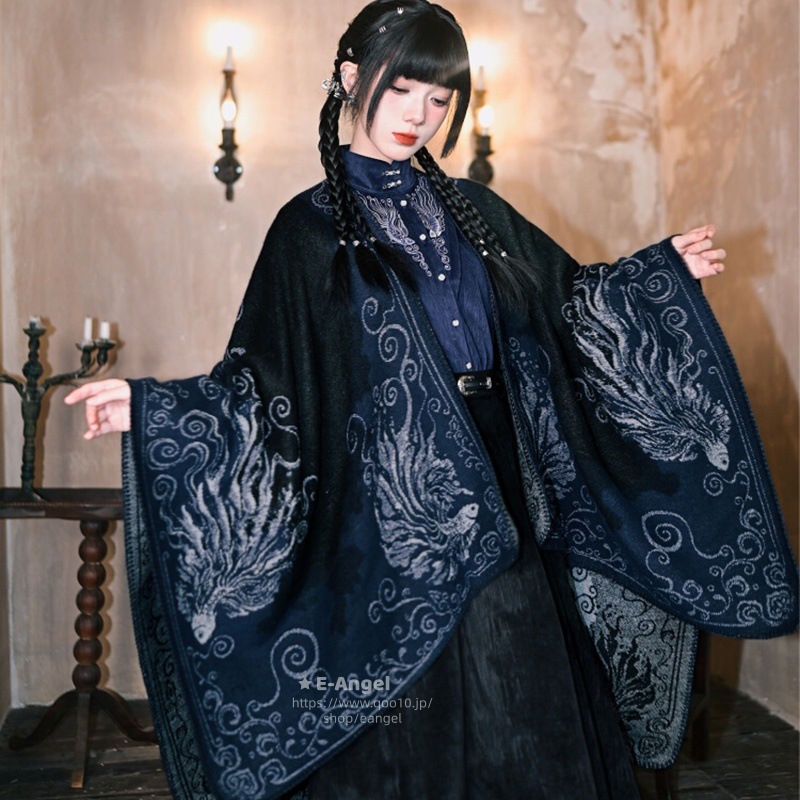 3wayポンチョコート レディース 冬 マント ジャガード チャイナ風カーディガン チャイナ風 アウター ブランケット 防寒 ゆったり 暖かい エレガント