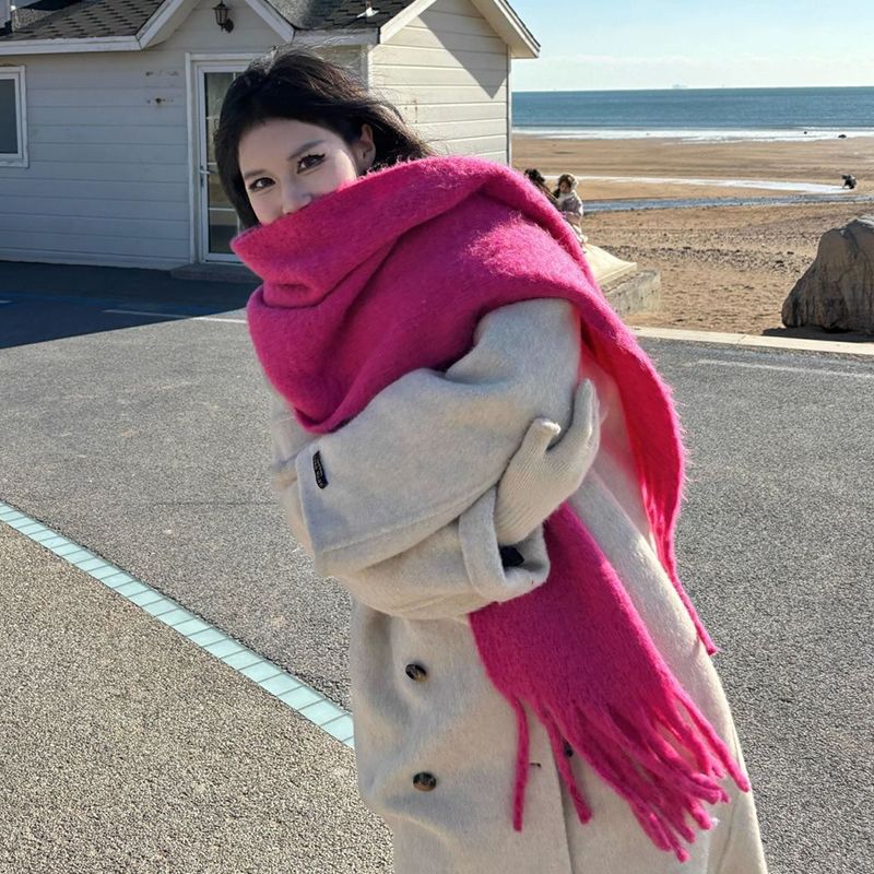 イエローのチェック柄両面スカーフ（レディース），秋冬新作，韓国風，フェイクカシミア，高級な暖かいスカーフ/ショール 4,718円