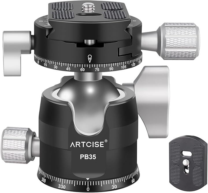 アルカスイス互換 35mm 低重心 ボール雲台 CNC加工 アルミ 360度回転 ボールヘッド ダブルパノラマパン クイックシュー 自由雲台 一眼レフ DSLR ビデオカメラ用