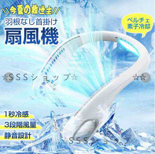 首掛け扇風機 ネッククーラー 冷却プレート付き 携帯扇風機 USB充電式 羽のない扇風機 360冷却 風量3段階調節 物理的な冷却