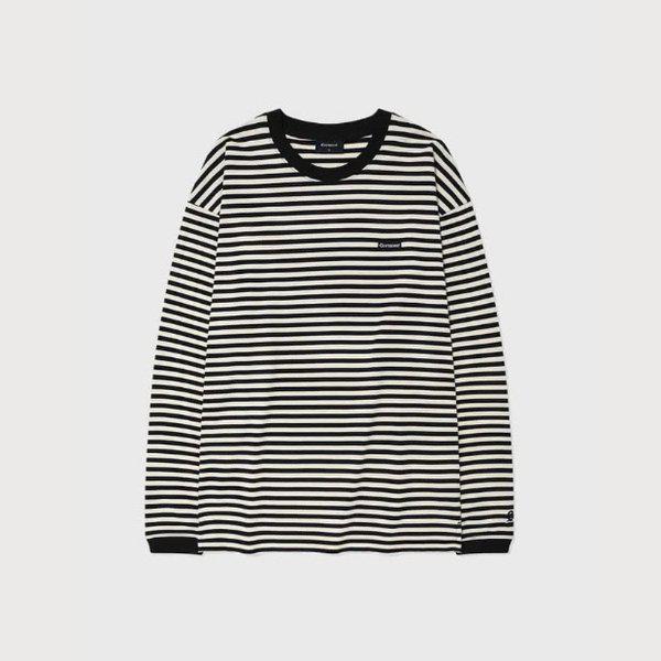 長袖Tシャツ JQS CO2501LT02-BK ベーシックストライプ長袖 ブラック