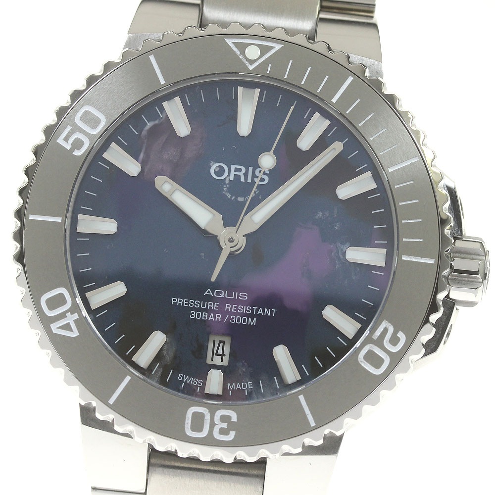 オリス ORIS 01 733 7766 4150 アクイス デイト アップサイクル 自動巻き メンズ 極美品 箱・保証書付き_835739【中古】