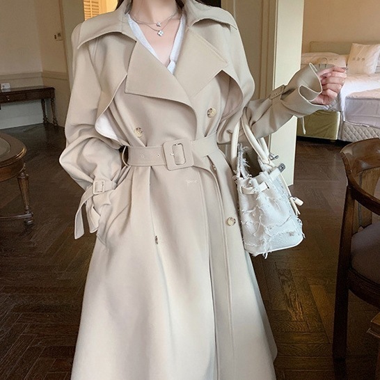 [最安値挑戦]！大きいサイズ XS 小さいサイズ 秋 春 ジャケット コート アウター テーラードカラー レディース Aライン スプリングコート ベルト付き ロング丈トレンチコート