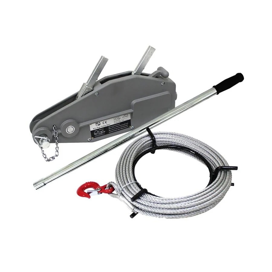 ハンドウインチ 小型 手動ウインチ 万能 レバーホイスト 800kg ワイヤー付き 軽量