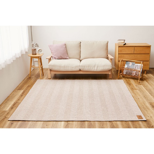 ラグマット 絨毯 約230x230cm ブラウン 洗える ヘリンボンラグ 滑り止め付 ホットカーペット 床暖房可 オールシーズン リビング