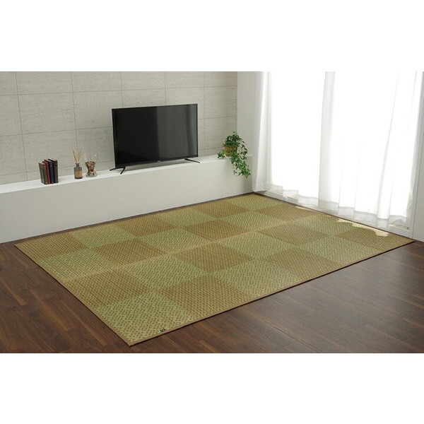 1051530023904 ラグ 純国産 日本製 小林製薬 持続性抗菌剤 KOBA-GUARD 制菌 抗菌防臭 夏 い草 市松 モダン 滑り止め 不織布 ベージュ 約191×250cm メーカー直送