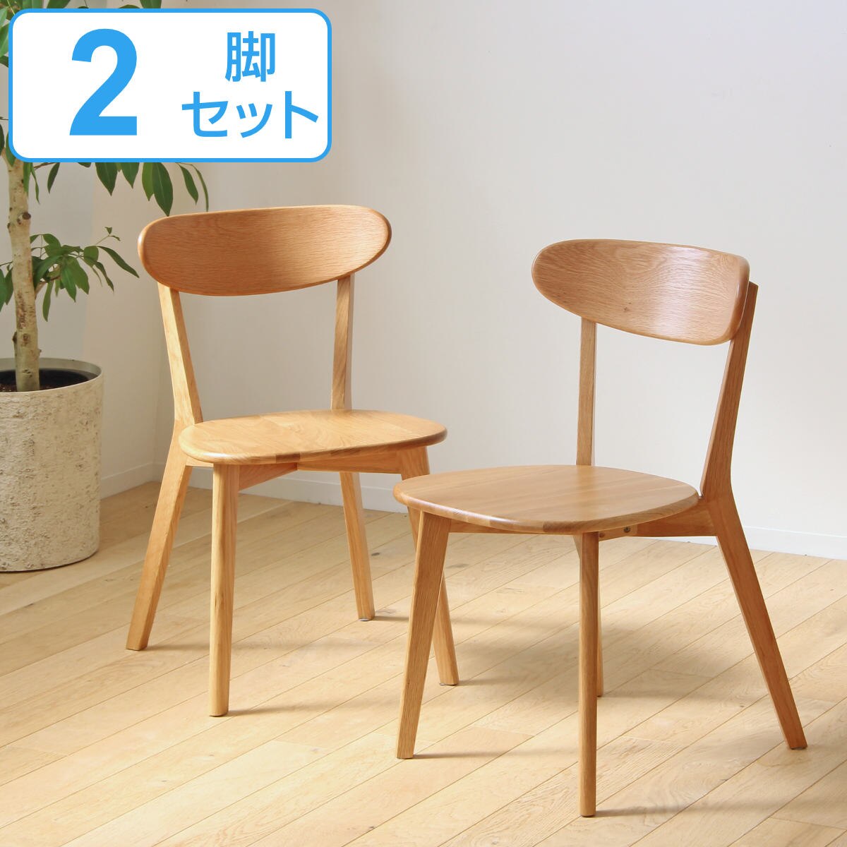 ダイニングチェア ２脚セット 座面高43cm リバー 木製 天然木 オーク材 ダイニング リビング チェアー イス 食卓椅子 椅子 背もたれ付き セット 北欧 シンプル ナチュラル おしゃれ