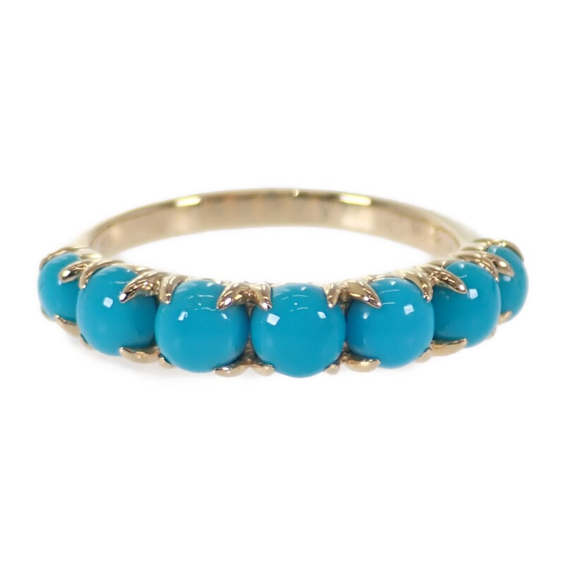 デザイン ジュエリー リング K18イエローゴールド 13号 ターコイズ レディース【Aランク】