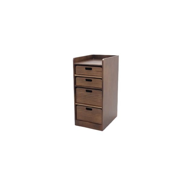 天然木桐材の軽量トレイワゴン 約幅30cm 4段 ブラウン 完成品 TRW304066BR