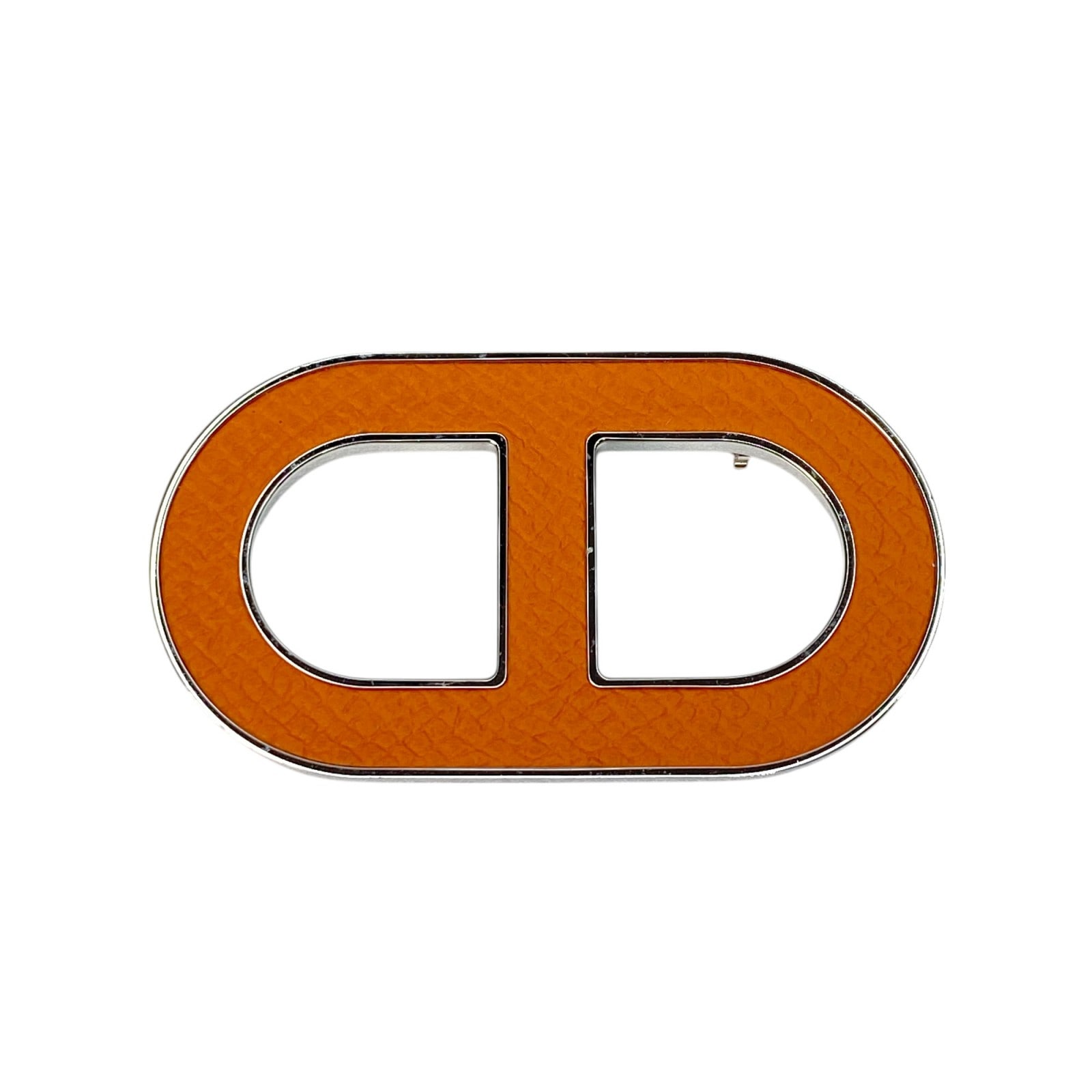 美品 エルメス HERMES レディース シェーヌダンクル ブローチ　エプソン　オレンジ
