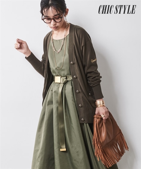 ロング・マキシ丈/半袖 大きいサイズ ナイロンツイルノースリーブロングワンピース シックスタイル