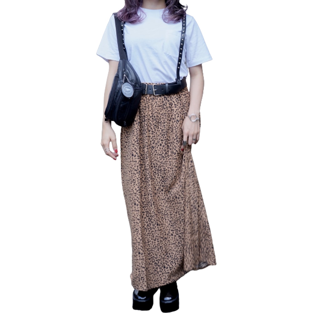 Leopard A-Line Long Skirt (brown) A,D,G レディース ボトムス